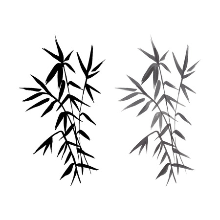 Bamboo black and grey plant isolated vector illustrationのイラスト素材