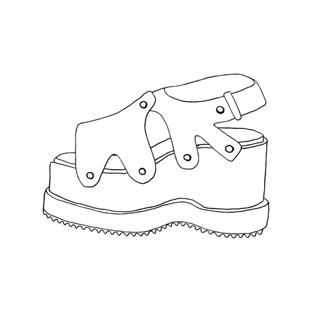 High-heeled shoes for woman. Fashion footwear artwork. Isolated clipart for coloring book pages designのイラスト素材