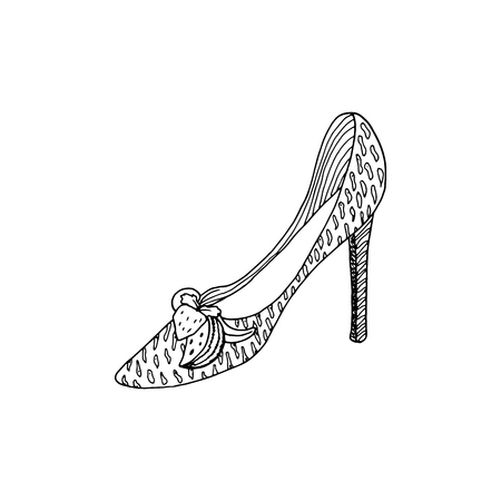 High-heeled shoes for woman. Fashion footwear artwork in shoe style pattern fill. Isolated clipart for coloring book pages designのイラスト素材