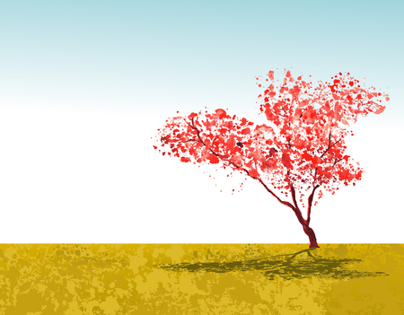 Sakura tree wallpaper with sky and nature. Vector illustrationの写真素材