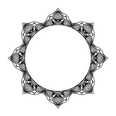 Mandala. Ethnic decorative round element. Hand drawn lacy pattern. Islam, Arabic, Indian, ottoman motifs Boho styleのイラスト素材