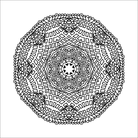 Mandala. Ethnic decorative round element. Hand drawn lacy pattern. Islam, Arabic, Indian, ottoman motifs Boho styleの写真素材