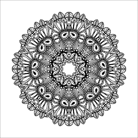 Mandala. Ethnic decorative round element. Hand drawn lacy pattern. Islam, Arabic, Indian, ottoman motifs Boho styleの写真素材