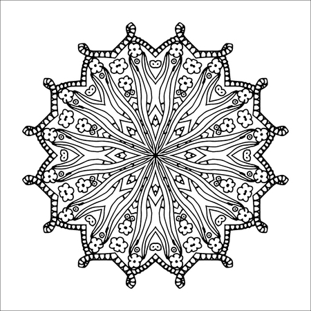 Mandala. Ethnic decorative round element. Hand drawn lacy pattern. Islam, Arabic, Indian, ottoman motifs Boho styleのイラスト素材