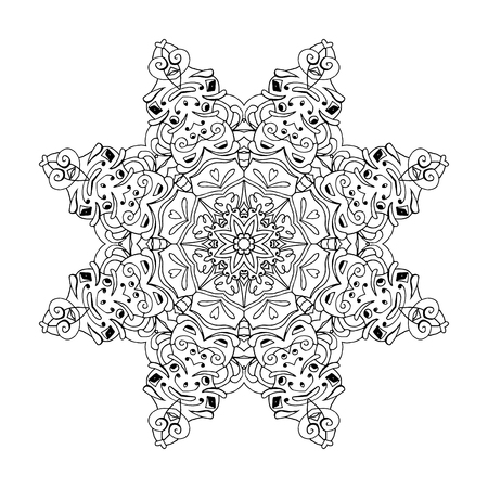 Mandala. Ethnic decorative round element. Hand drawn lacy pattern. Islam, Arabic, Indian, ottoman motifs Boho styleのイラスト素材