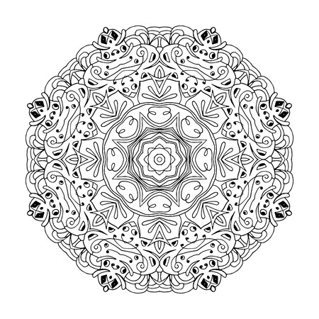 Mandala. Ethnic decorative round element. Hand drawn lacy pattern. Islam, Arabic, Indian, ottoman motifs Boho styleのイラスト素材