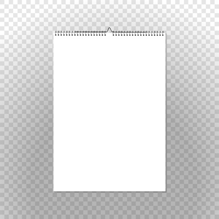 Calendar binder mockup vertical on transparent background. Spiral bound vector wall calendar template for your advertising design.のイラスト素材