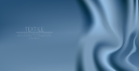 Blue textile drapery horizontal background with copyspace or place for text. Silk banner for advertising designのイラスト素材