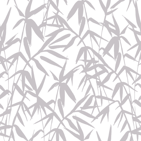 Bamboo tree silhouette seamless pattern on white background in japanese style, black and white japanese design, vector illustration for fabric textile designのイラスト素材