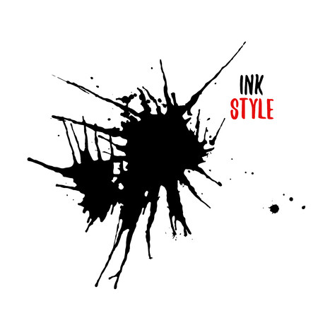 Two blots on white background in ink style. Vector illustration of two blotsのイラスト素材
