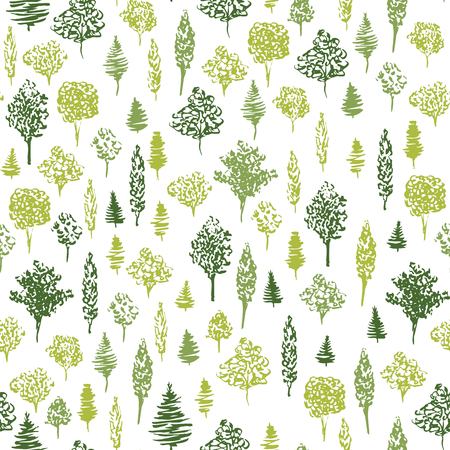 Green tree seamless patternのイラスト素材