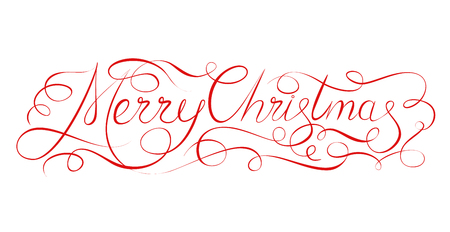 Merry Christmas 2018 modern calligraphy inscription. Red text isolatet on white.のイラスト素材