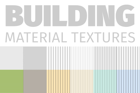 Building Material Textures Set Of Patterns Vector Illustration. Decorative Striped Textured Elements Collection On White Background. Construction Structures And Surfaces textures For Floor Or Walls.のイラスト素材