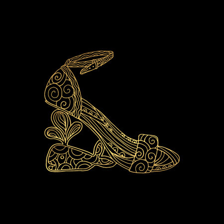 Lady high heels or girl shoes in black background.のイラスト素材