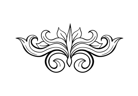 Black Hand Drawn Isolated Greek, Byzantine and Roman vintage floral headpiece. Decoration or weave plant ornament in baroque or victorian style. Royal adornment with leaf, luxury vignet element.のイラスト素材
