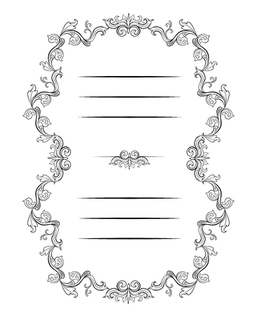 Floral borders and Frames with place for text. Copy space and dividers or flourishes. Italian vintage ornament. Isolated Greeting card or wedding, certificate and diploma. Headpiece templateのイラスト素材