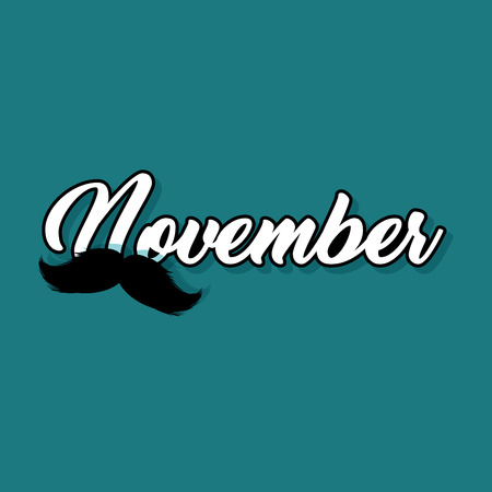 Moustaches November Blog Post Template for Bloggers and Social Media. Black Mustache Silhouette. Hand Drawn Retro Lettering with Word November. Cinco de Mayo, Mustache Carnival Design.のイラスト素材