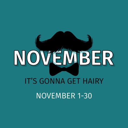 Moustaches November Blog Post Template for Bloggers and Social Media. Black Mustache Silhouette. Hand Drawn Retro Lettering with Word November. Cinco de Mayo, Mustache Carnival Design.のイラスト素材