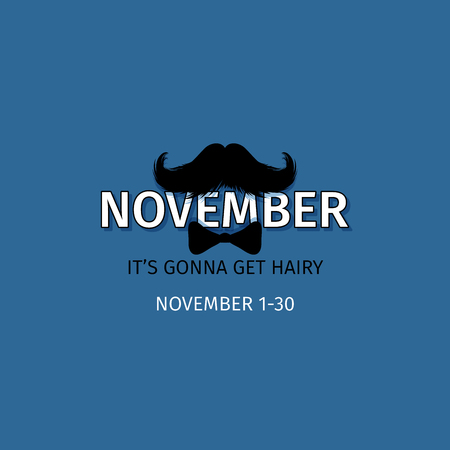 Moustaches November Blog Post Template for Bloggers and Social Media. Black Mustache Silhouette. Hand Drawn Retro Lettering with Word November. Cinco de Mayo, Mustache Carnival Design.のイラスト素材