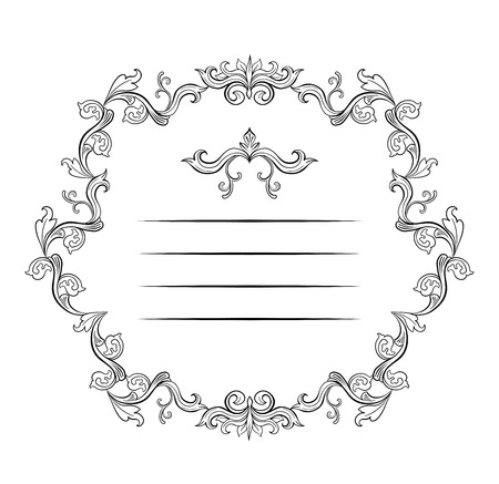 Floral borders and Frames with place for text. Copy space and dividers or flourishes. Italian vintage ornament. Isolated Greeting card or wedding, certificate and diploma. Headpiece templateのイラスト素材