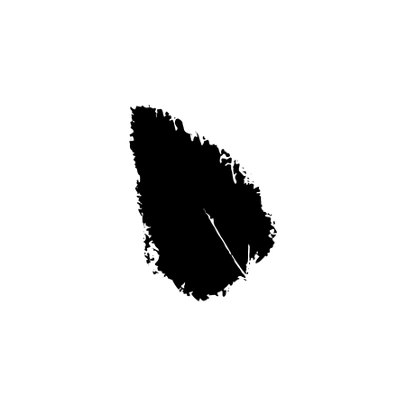 Black silhouette with leaf of tree. Single isolated clipart. Prints of leaves on branch. Flora and nature theme for paper cutting scrapbook designのイラスト素材