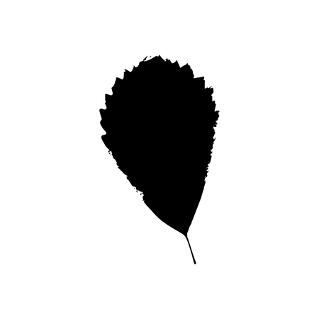 Black silhouette with leaf of tree. Single isolated clipart. Prints of leaves on branch. Flora and nature theme for paper cutting scrapbook designのイラスト素材