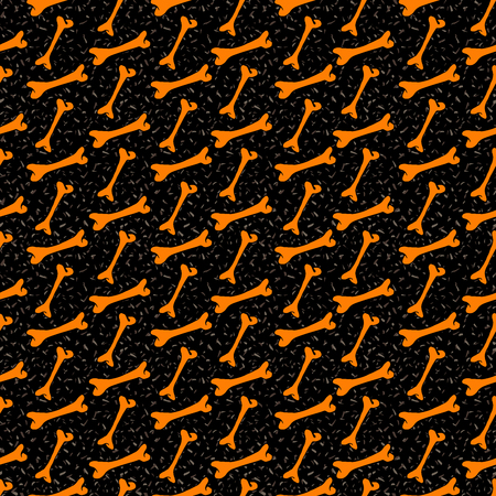 Halloween Seamless Pattern with Orange bones on Black Background. Ready for print in fabric textile designの写真素材
