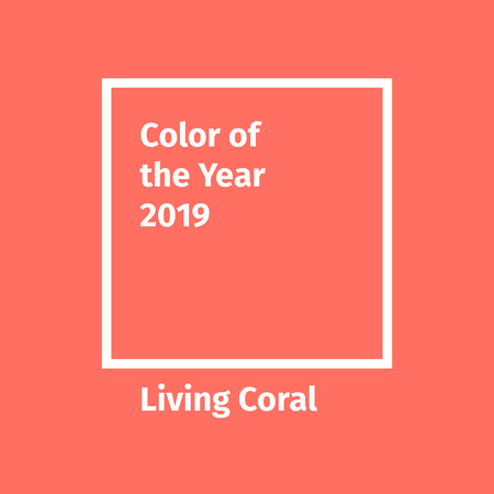 Color of the year 2019. Color trend palette. Include swatch Living Coral. Vector illustration for advertising, blog posts and otherのイラスト素材