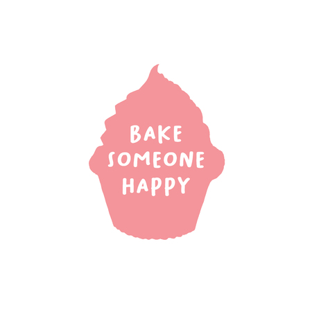 Valentines Day Cupcake Silhouette Greeting Card or Poster with Sketch. Laser Cutting File Isolated on White Background. Vector Engraved with Lettering Wishes Love Youのイラスト素材