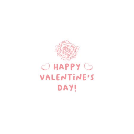 Valentines Day Rose Greeting Card or Poster with Sketch. Laser Cutting File Isolated on White Background. Vector Engraved with Lettering Wishes Love Youのイラスト素材
