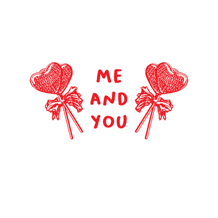 Valentines Day Greeting Card or Poster with Sketch. Laser Cutting File Isolated on White Background. Vector Engraved with Lettering Wishes Love Youのイラスト素材