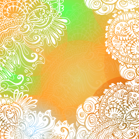 Orange Romantic background for meditation with white ornamentのイラスト素材
