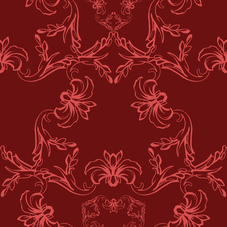 Seamless pattern with red damask ornament.Vector illustration. Vector illustrationのイラスト素材