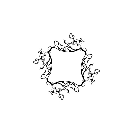 Floral vintage decorative vector frame. Flourish black ink filigree borders. Calligraphic flowers frame with text space. Isolated floral triangle borders. Invitation, poster flourish design elementのイラスト素材