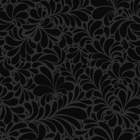 Black Paisley or Damask Black Floral Seamless Pattern, Vector Ornament. hand drawn seamless pattern. Damask silhouette texture. Floral teardrop motif. Vintage ornate background. Textile, wallpaperのイラスト素材
