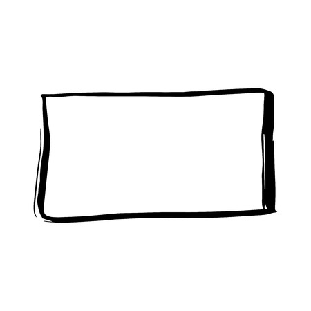 Black ink hand drawn paintbrush frame, vector isolated element. Rough or Scribble Shape for Messagesのイラスト素材