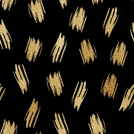 Seamless pattern for floral design. Abstract stylized golden textured brush strokes on the black background. Vector illustrationのイラスト素材