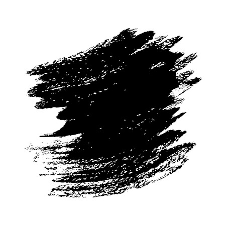Grunge Brush Stroke, Vector Design Element. Empty Black Background Illustration. Ink Blob Isolated on White Background.のイラスト素材