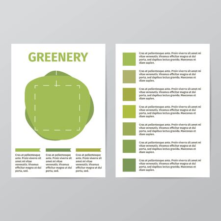 Color of the year . Greenery beautiful trendy brochure template. Vector illustrationのイラスト素材