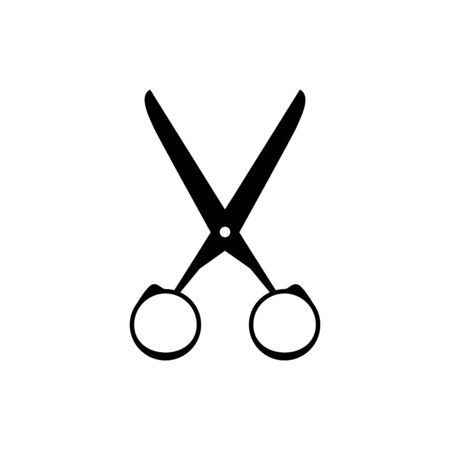 Scissors silhouette black and white vector illustration. Stainless steel tool for cutting paper, fabric.のイラスト素材