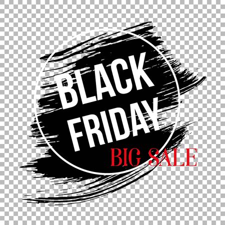 Black friday clearance sale banner template. Seasonal wholesale, shopping event advertising. Limited time offer promotion poster element. Ink brush stroke with typography on transparent backgroundのイラスト素材