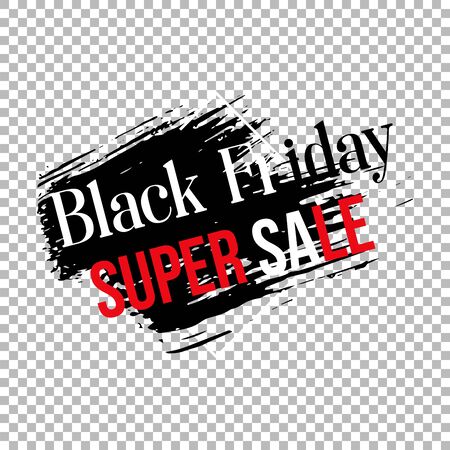 Black friday clearance sale banner template. Seasonal wholesale, shopping event advertising. Limited time offer promotion poster element. Ink brush stroke with typography on transparent backgroundのイラスト素材