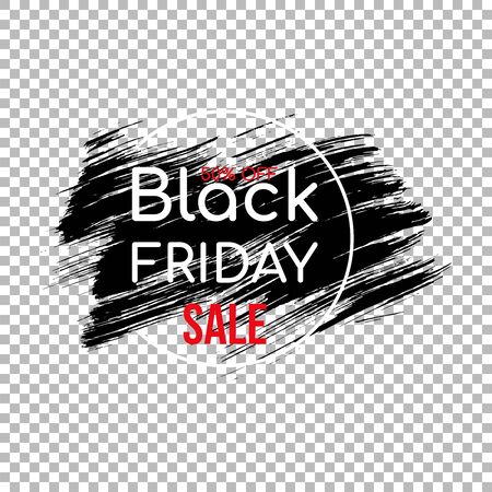 Black friday clearance sale banner template. Seasonal wholesale, shopping event advertising. Limited time offer promotion poster element. Ink brush stroke with typography on transparent backgroundのイラスト素材