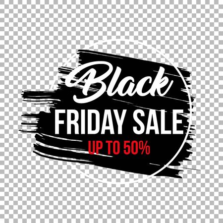Black friday clearance sale banner template. Seasonal wholesale, shopping event advertising. Limited time offer promotion poster element. Ink brush stroke with typography on transparent backgroundのイラスト素材