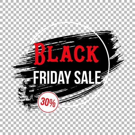 Black friday clearance sale banner template. Seasonal wholesale, shopping event advertising. Limited time offer promotion poster element. Ink brush stroke with typography on transparent backgroundのイラスト素材