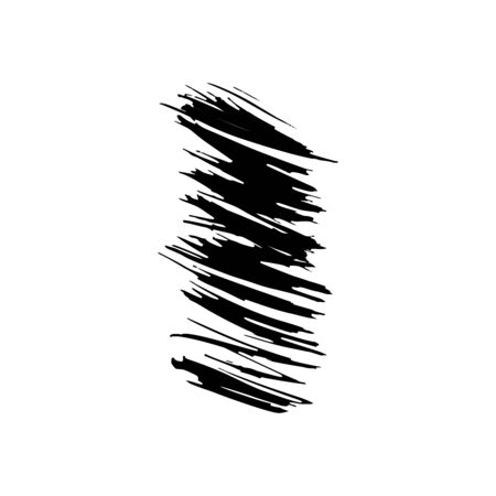 Black ink paint brush strokes, vector abstract hand drawn childish and graffiti doodle lines. Ink paintbrush calligraphy flourish smear, frames and decoration isolated design elementのイラスト素材