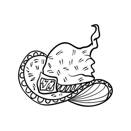 Halloween doodle witch hat element. Isolated vector illustrationのイラスト素材
