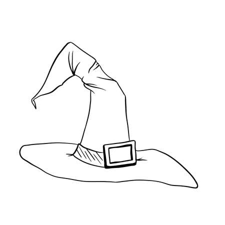 Halloween doodle witch hat element. Isolated vector illustrationのイラスト素材
