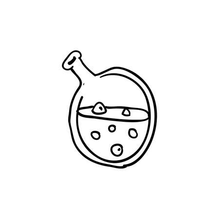 Halloween doodle poison bottle with element. Isolated vector illustration for october holiday designのイラスト素材