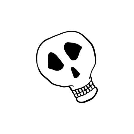 Halloween doodle skull element. Isolated vector illustration for day of the dead holiday.のイラスト素材